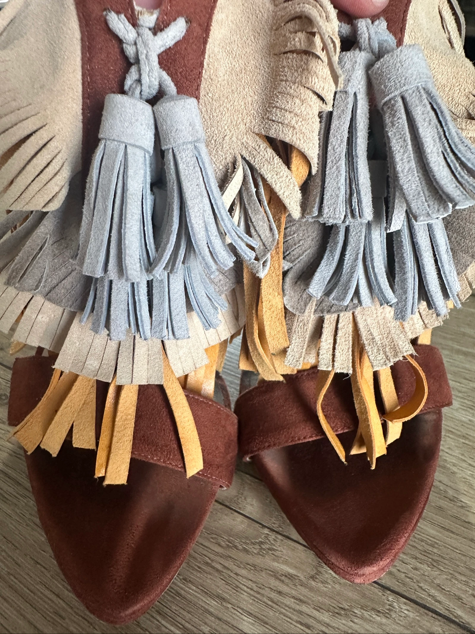 Zara hakken sandalen met franjes – Tricolor Edition (leer) – photo 13